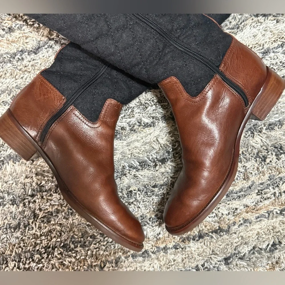 Tory Burch Brown Leather & Monogram Quilted Boots